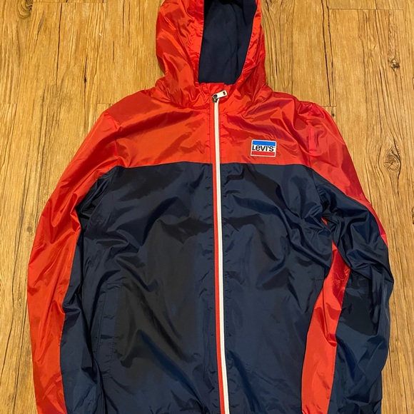 LEVI STRAUSS & CO Hooded Jacket Red/Navy Blue Size L Boys - Picture 2 of 5